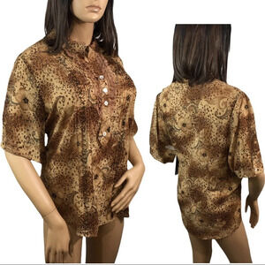 NWT Adolfo Cheetah Floral Blouse Top 1X 2X Plus